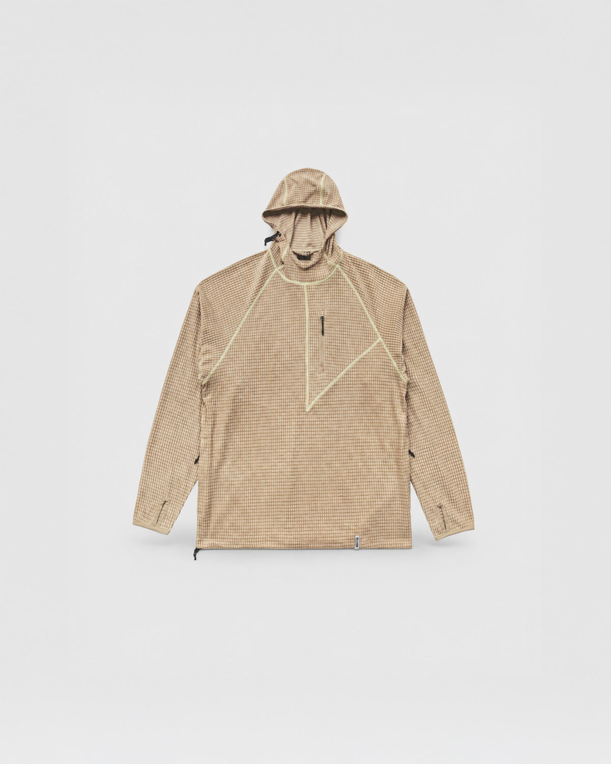 HUDSWELL PULLOVER GRID FLEECE HOODIE TAUPE