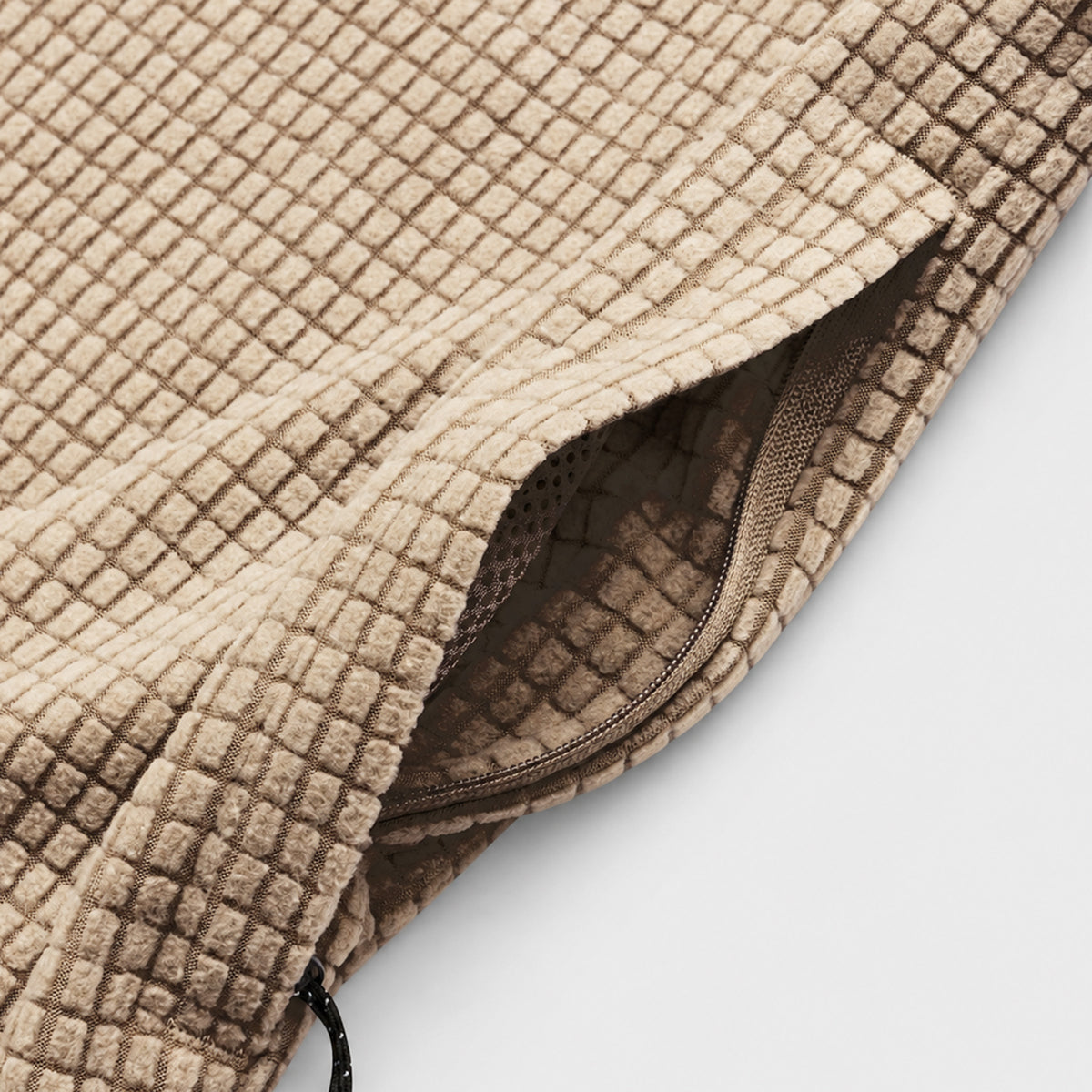 HUDSWELL PULLOVER GRID FLEECE HOODIE TAUPE