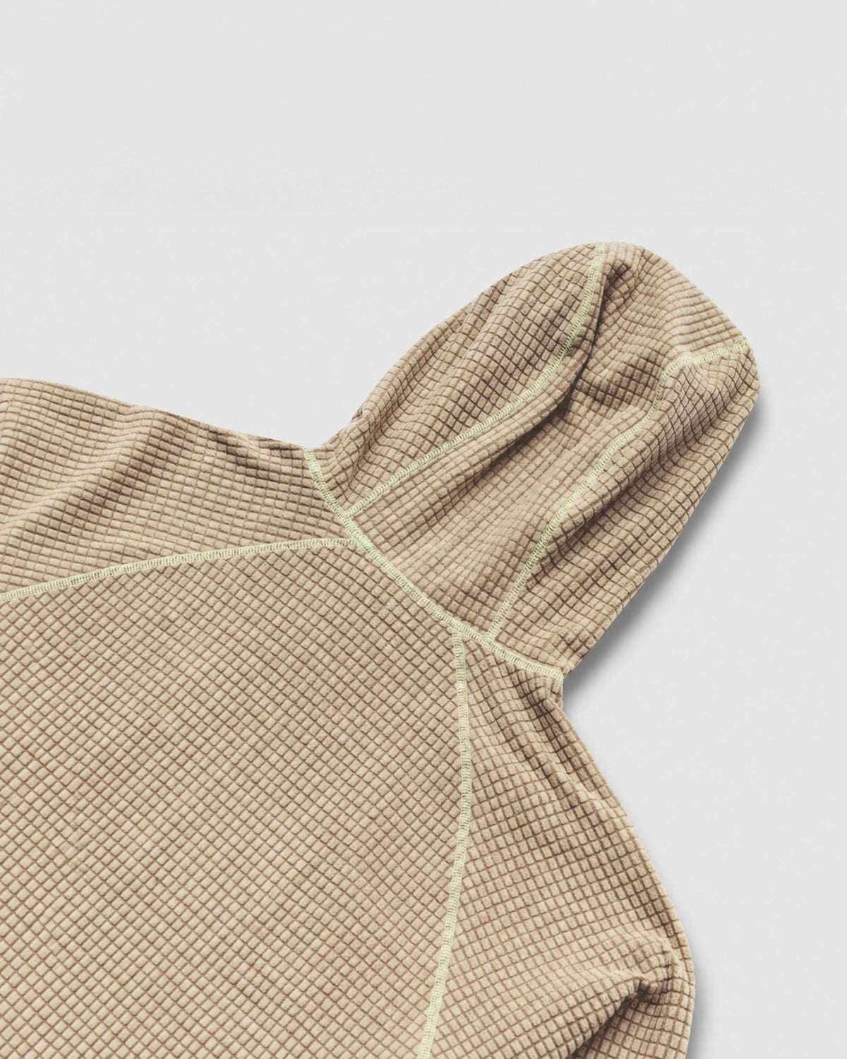 HUDSWELL PULLOVER GRID FLEECE HOODIE TAUPE