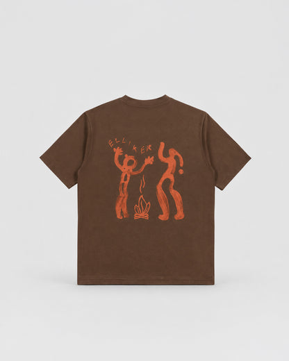 RILL CAMPFIRE PRINT SHORT SLEEVE T-SHIRT DARKBROWN 