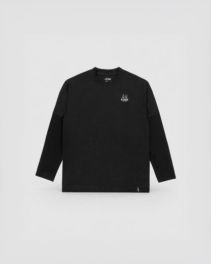 LOWN CAMPFIRE PRINT LONG SLEEVE T-SHIRT BLACK 
