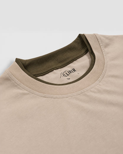 LOWN CAMPFIRE PRINT LONG SLEEVE T-SHIRT PEBBLE 