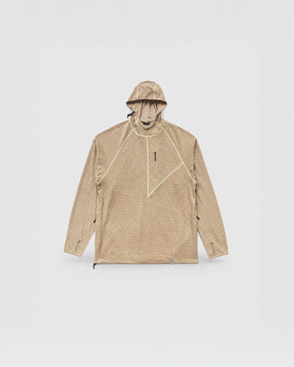 HUDSWELL PULLOVER GRID FLEECE HOODIE TAUPE 