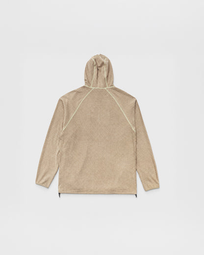 HUDSWELL PULLOVER GRID FLEECE HOODIE TAUPE 