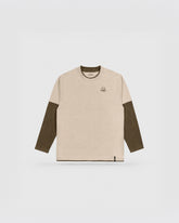LOWN CAMPFIRE PRINT LONG SLEEVE T-SHIRT PEBBLE 
