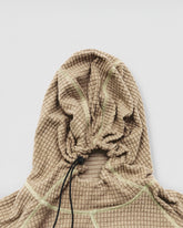 HUDSWELL PULLOVER GRID FLEECE HOODIE TAUPE 