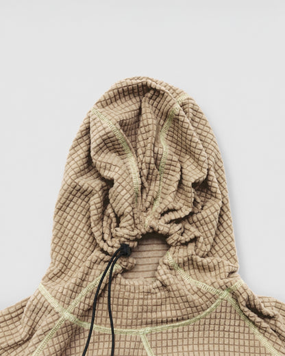 HUDSWELL PULLOVER GRID FLEECE HOODIE TAUPE 