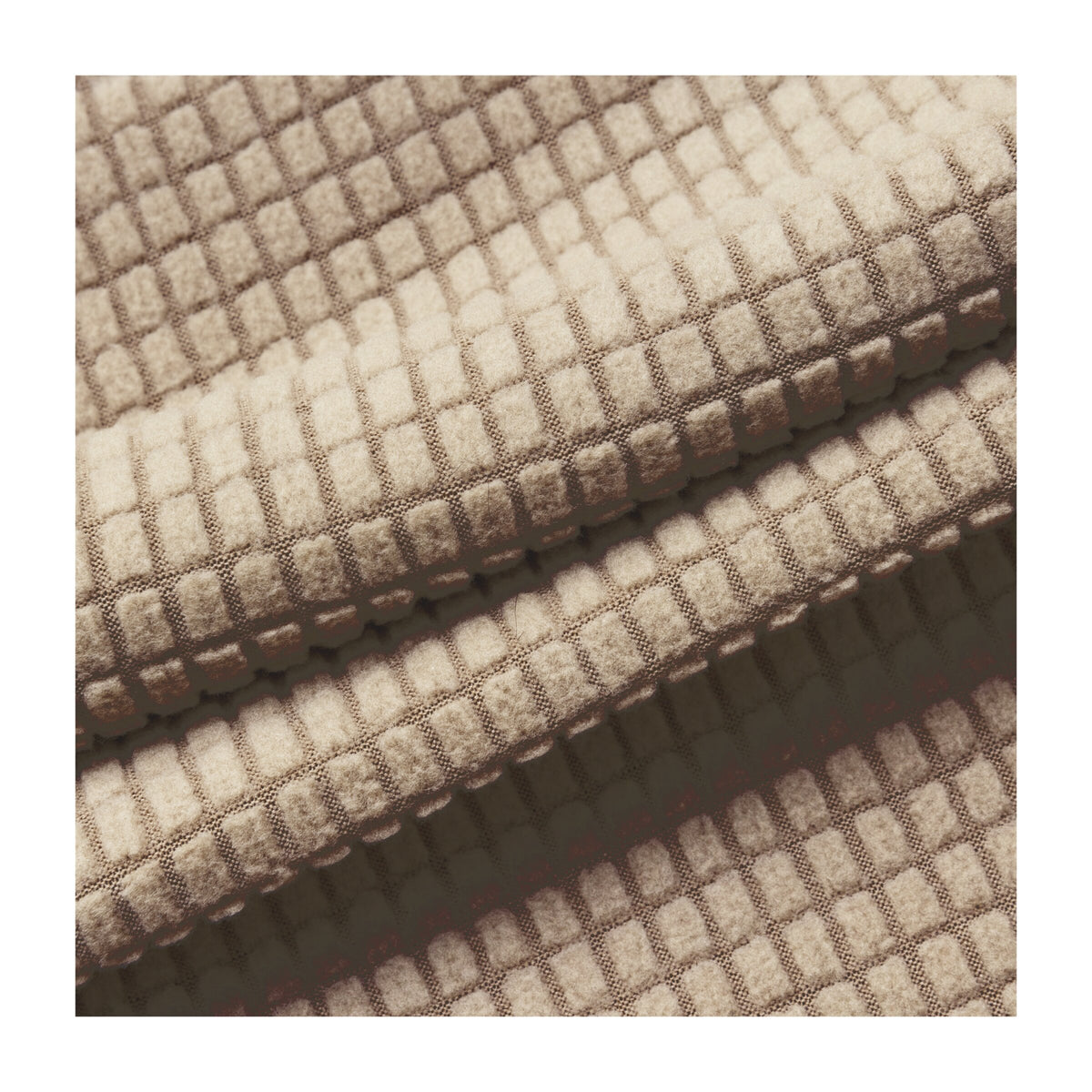 HUDSWELL PULLOVER GRID FLEECE HOODIE TAUPE 