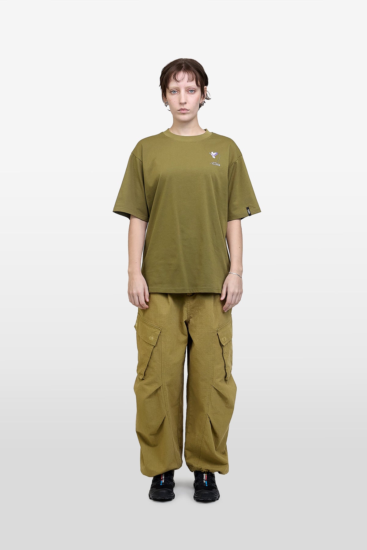 RILL BLUEBELL PRINT SHORT SLEEVE T-SHIRT MOSS GREEN 