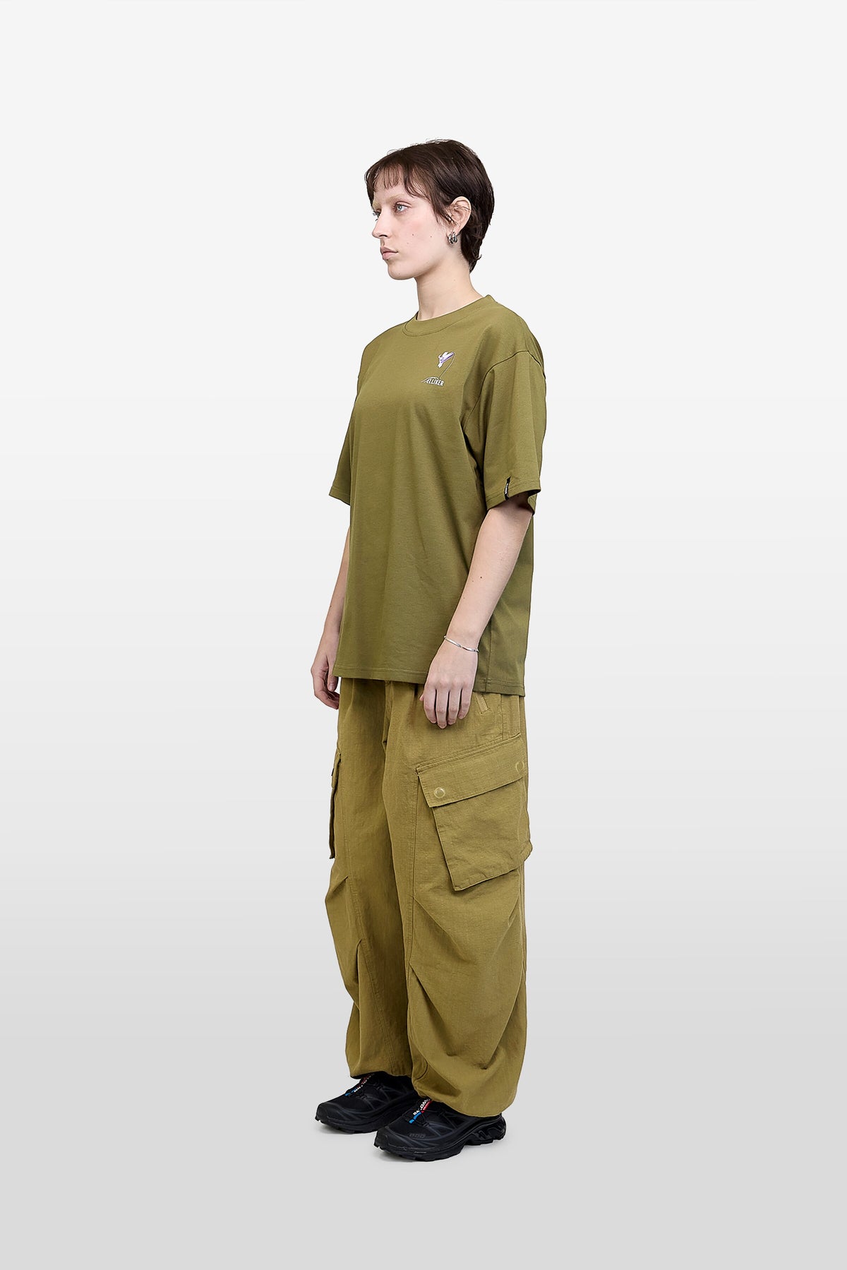 RILL BLUEBELL PRINT SHORT SLEEVE T-SHIRT MOSS GREEN 