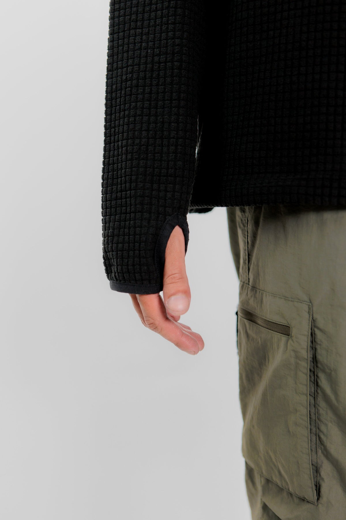 HUDSWELL PULLOVER GRID FLEECE HOODIE BLACK 