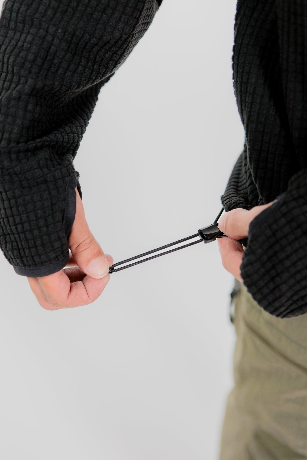 HUDSWELL PULLOVER GRID FLEECE HOODIE BLACK 