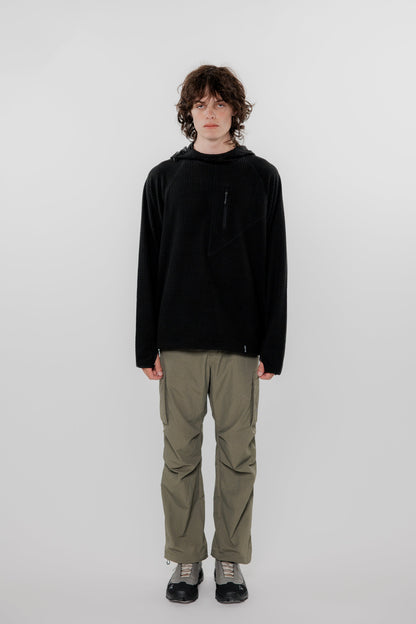 HUDSWELL PULLOVER GRID FLEECE HOODIE BLACK 