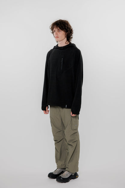 HUDSWELL PULLOVER GRID FLEECE HOODIE BLACK 