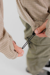 HUDSWELL PULLOVER GRID FLEECE HOODIE TAUPE 