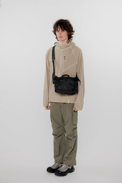 HUDSWELL PULLOVER GRID FLEECE HOODIE TAUPE 
