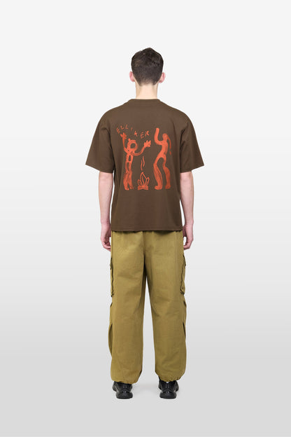 RILL CAMPFIRE PRINT SHORT SLEEVE T-SHIRT DARKBROWN 