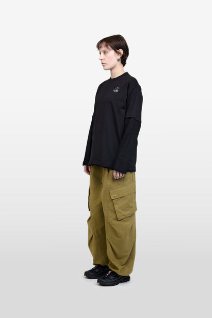 LOWN CAMPFIRE PRINT LONG SLEEVE T-SHIRT BLACK 