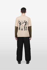 LOWN CAMPFIRE PRINT LONG SLEEVE T-SHIRT PEBBLE 